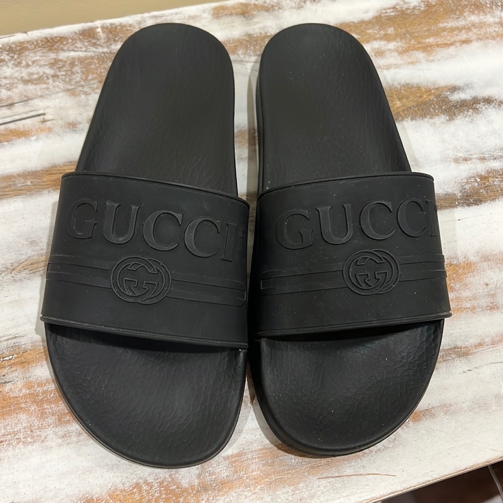 GUCCI Men's US 9 Black Slide Sandals